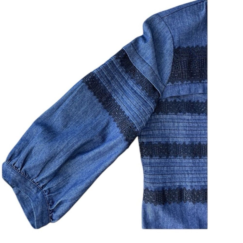 Banana Republic Pintuck & Lace Shift Dress,‎ Rinse Size 8 - Picture 7 of 9